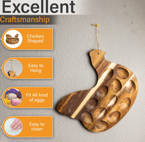 Plateau de service réversible en bois d'acacia écoresponsable à 12 trous pour œufs farcis, plateau de charcuterie de Pâques, pour comptoirs de <span class=keywords><strong>cuisine</strong></span> - Product Image 4