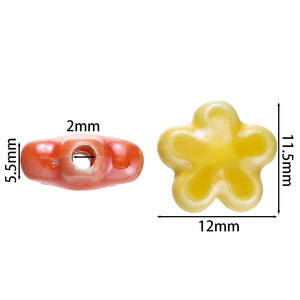 Perles de fleurs en céramique à 5 pétales, brillantes, en vrac, pour la fabrication de bracelets, accessoires de bijoux DIY, polies à la main, origine Yiwu - Product Image 2
