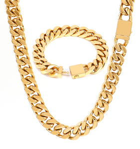 Venta al por mayor de moda de acero inoxidable collar de Hip Hop 18K chapado en oro cadena cubana con Rosa pistola patrón PVD acabado para el compromiso - Product Image 1