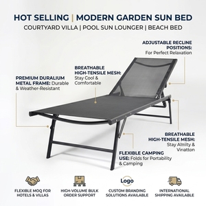 Silla de Playa <span class=keywords><strong>Plegable</strong></span> de Malla de PVC Resistente y Transpirable, <span class=keywords><strong>Tumbona</strong></span> Reclinable Multiposición para el Borde de la Piscina - Product Image 6