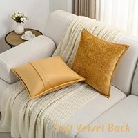 Housse de coussin en chenille texturée douce en polyester de couleur unie