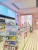 M & S High End Custom Made Pink LED-Beleuchtung Kosmetik vitrine für Store Interior Design und kunden spezifische Dekorations ideen