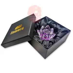Wholesale crystal lotus flower Pink Glass crystal Lotus Flower pink lotus flower crystal glass wedding gifts CPW-12D