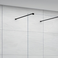 Cabine de douche moderne sans cadre à panneaux fixes en verre trempé transparent avec barre de support en acier inoxydable