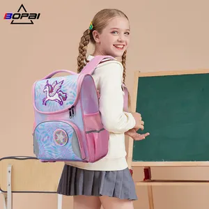 BOPAI tasarımcı sevimli pembe kızlar özel logo baskı şık öğrenci genç su geçirmez naylon çocuklar okul sırt çantası çanta