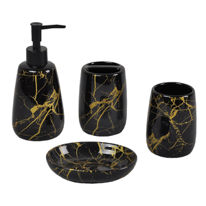 Ensemble d'accessoires de salle de bain en céramique de luxe écologiques en quatre pièces pour la décoration de la maison - Product Image 1