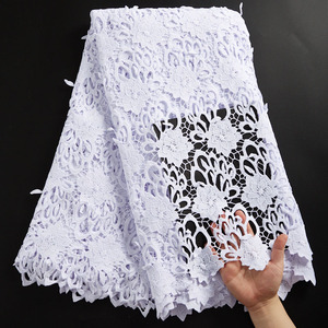 Nouvelle dentelle guipure blanche africaine <span class=keywords><strong>2021</strong></span> avec pierres, dentelle à trous, dentelle à cordon de haute qualité pour mariage nigérian 2297 - Product Image 1