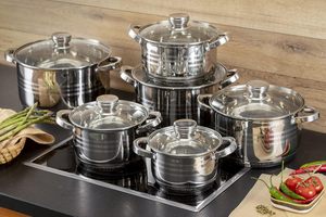 Batterie de cuisine moderne minimaliste en acier inoxydable 304, avec poêle à fond simple et couvercle en verre écologique, pour cuisinière à gaz, cuisine domestique et extérieur - Product Image 6