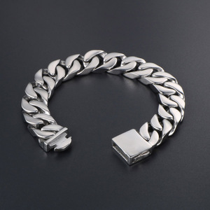Bracelet plat lisse en acier titane pour hommes, 20.5 cm, style rock, bijoux à chaîne géométrique - Product Image 2