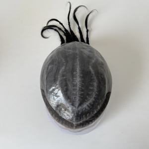 Emeda - Tupé <span class=keywords><strong>Afro</strong></span> Box Braids con Frente de Encaje BIO para <span class=keywords><strong>Hombre</strong></span>, Listo para Enviar, 8*10 Pulgadas # Cabello Remy Indio de 1 Color - Product Image 5