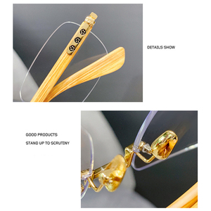 Montature per <span class=keywords><strong>Occhiali</strong></span> Senza Cornice Effetto Legno di Grande Vendita, <span class=keywords><strong>Occhiali</strong></span> <span class=keywords><strong>da</strong></span> <span class=keywords><strong>Vista</strong></span> Senza <span class=keywords><strong>Montatura</strong></span> per Ottica con Cornice Dorata di Marca - Product Image 3