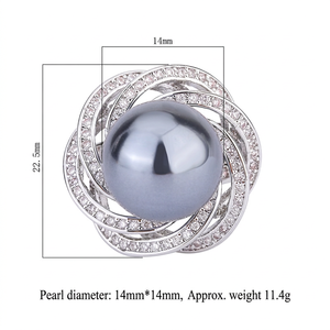 Anillo de Moda al por Mayor de Fábrica, Ecológico, de Cobre, con Perla de Concha de 14 mm, Diseño de Encaje Chapado en Oro Vintage para Mujer - Product Image 6