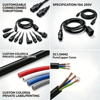 Cable de Alimentación CA VDE IEC 60320 C13 a C14, 10A 250V, Cable de Alimentación para Ordenador de Cobre Puro para PDU, Servidor, Monitor, OEM, Directo de Fábrica