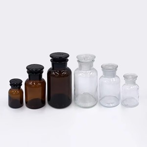 Frasco de Vidrio Ámbar para Laboratorio y Farmacia, con Tapón de Vidrio, 30ml, 60ml, 125ml, 250ml, 500ml, 1000ml - Product Image 1