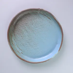 Vaisselle de Restaurant nordique rétro tissu irrégulier motif assiette à dîner vaisselle en céramique vaisselle en porcelaine vente en gros