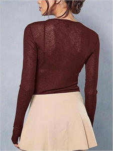 T-shirt sexy noir <span class=keywords><strong>transparent</strong></span> à manches longues, tendance - Product Image 6