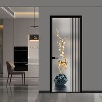 Portes en verre artistiques pour salles de bain et cuisines : Portes en verre trempé à double vitrage en alliage titane-magnésium de style chinois