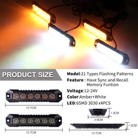 Luces Estroboscópicas de Montaje Superficial Raryloy Nuevas en Ámbar y Blanco para Camiones, Autos y Vehículos, Mini Luz Intermitente para Parrilla, Ultra Delgada, Impermeable IP65, 12V