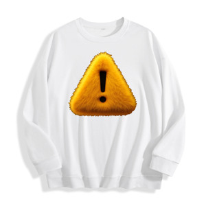 Felpa girocollo con grafica di segnale di avvertimento giallo in peluche, magazzino USA, 6 colori, design personalizzabile - Product Image 1