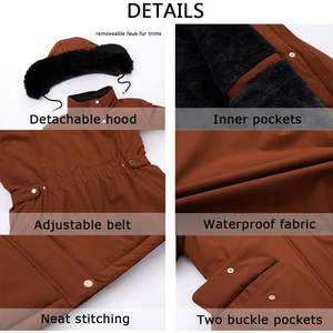 เสื้อโค้ทกันหนาวผู้หญิงโมเอร์เดงแบบยาวบุขนแกะหนาพร้อมฮู้ดถอดได้กันลม - Product Image 2