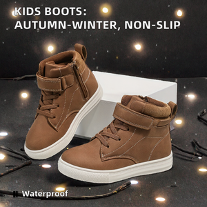 รองเท้าบูทเด็กผู้ชายกันน้ำสำหรับฤดูหนาวแบบขายส่ง มี 2 สี พื้นหนา กันลื่น พร้อมสายรัดเวลโคร - Product Image 2