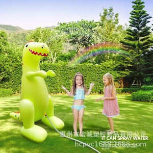 เครื่องพ่นน้ำไดโนเสาร์เป่าลมสีเหลือง ทำจาก PVC สำหรับเด็กเล่นกลางแจ้งในสวนหลังบ้าน - Product Image 1
