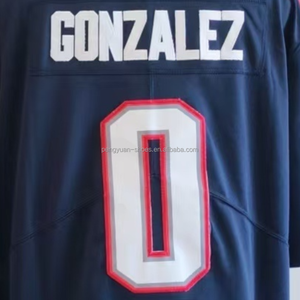 قميص كرة القدم الأمريكية المخيط عالي الجودة لكريستيان غونزاليس باللون الأزرق البحري جاهز للشحن - Product Image 1