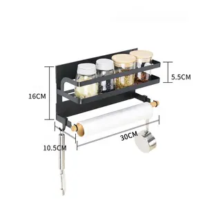BMA New Design Kitchen Magnet Fridge Organizer Storage Shelf Magnetic Spice Rack With Kitchen Paper Holder