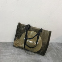 Sac fourre-tout transparent noir en PVC imperméable irisé avec poignée, en stock