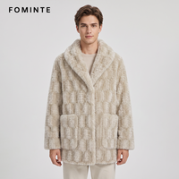 Manteau élégant en fausse fourrure gaufrée beige pour femme, veste d'hiver épaisse en peluche à grille 3D, pardessus de mode haut de gamme streetwear en stock