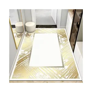Faux cachemire bordure dorée style moderne tapis de porte d'entrée de luxe léger décoration de la maison luxueuse paillasson