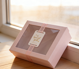 Caja de Papel para Impresión Personalizable, Estampado en Lámina Dorada, Ventana Transparente de PVC, Esponja Ecológica Reciclable, Forma Cuadrada para Regalo - Product Image 6