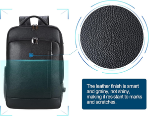 กระเป๋าเป้สะพายหลังสำหรับแล็ปท็อปขนาด 15.6 นิ้ว หนังแท้ คุณภาพสูง ทนทาน ขยายได้ รองรับมาตรฐาน TSA ขนาด 13.97 x 28.96 x 40.89 ซม. เหมาะสำหรับเดินทางและธุรกิจ ใช้ได้ทั้งชายและหญิง - Product Image 6