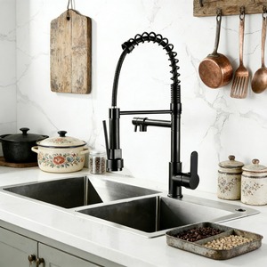 Grifo Mezclador Extraíble de Acero Inoxidable para Fregadero de Cocina, con Doble Salida y Caño Flexible, en Negro Mate y Oro Rosa, de Uso Comercial - Product Image 4