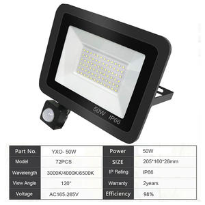 YxoLEDフラッドライトPIRモーションセンサー10W20W 30W 50W100Wコールドウォームホワイトリフレクター防水IP66屋外誘導照明 - Product Image 6