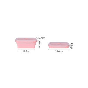 Set of 4 Personalized <strong>Rectangle</strong> <strong>Silicone</strong> Folding School Lunch Box Collapsible Microwavable BPA Free Leak Proof Storage <strong>Container</strong> - Product Image 3
