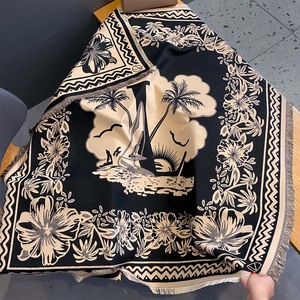 2025 New Large Praça Macio Cashmere Sentimento Xales Inverno Grosso Quente Pashmina Cachecóis Flor Padrão Cobertor Envoltórios Mulheres Cachecol