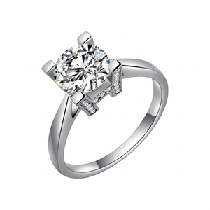 Wholesale Price New Design Classic 925 Sterling <b>Silver</b> Rhodium Plated Prong Set Moissanite Certified Wedding Engagement <b>Rings</b> - Product Image 1