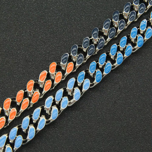 Hip-hop Decorative <b>Cuban</b> <b>Chain</b> Bracelet, Men's Cool Colorful Drip Splicing Bracelet Bracelet Bracelet. Tanjing - Product Image 4