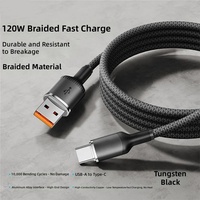 Câble de données tressé en nylon Type-C à charge rapide, compatible avec OPPO ; Câble de charge de téléphone portable 6A pour voiture