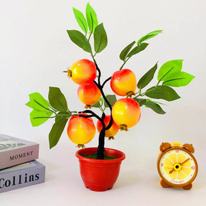 ต้นบอนไซผลไม้ประดิษฐ์ Qi Xing ขนาด 50 ซม. ผลทับทิมพลาสติก ตกแต่งบ้าน - Product Image 1