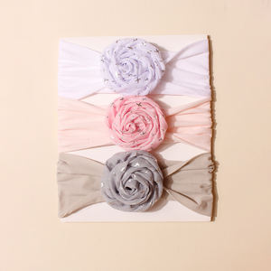 3 Stück New European American Style Niedliche Baby Blume Solid Elastic Nylon Stirnband Komfortable Kinder Haarschmuck - Product Image 1