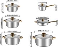 Set Peralatan Masak Anti Karat Stainless Steel 12 Buah, Perlengkapan Dapur Anti Lengket Termasuk Wajan dan Panci untuk Penggunaan Dapur, Bahan Logam
