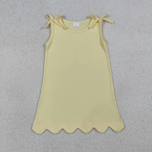 Vestidos de Verano para Niñas Pequeñas, sin Mangas, de Algodón, Largos hasta la Rodilla, con Corte en A y Ribete Festoneado, en Colores Sólidos - Product Image 2