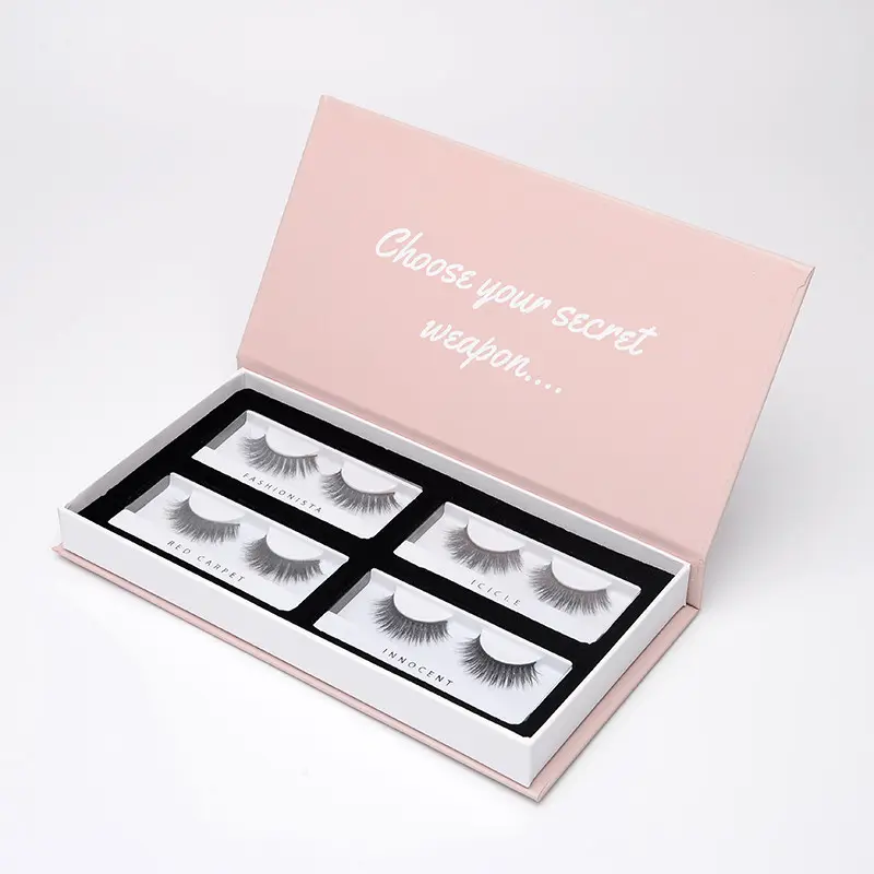 Box Packaging Box Custom Luxury Empty Paper Extension Storage Box False Pink Magnetic Eyelash Packaging Box