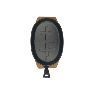 Cast Iron Oval Teppanyaki Grill Pan Durable Fry Steak Grilling Pan - Product Image 2