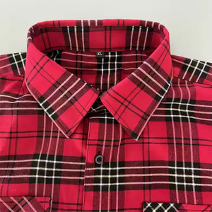 Camisa de Franela a Cuadros de Algodón Casual de Alta Calidad para Hombre, Cuello Alto, Antiarrugas, Transpirable, de Secado Rápido, Tejido Teñido en Hilo, Venta al por Mayor - Product Image 2