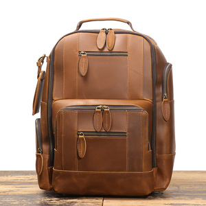 Dropshipping Shopify Vintage Genuine <b>Leather</b> <b>Backpack</b> Luggage Sleeve Multifunctional Travel Rucksack Crazy Horse <b>Large</b> Laptop - Product Image 5
