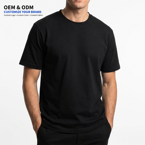 T-Shirt da Uomo Personalizzate con Logo, Manica Corta, Collo Tondo, in Cotone Nero, Magliette Basiche Casual, Etichetta Privata OEM ODM, Vendita all'Ingrosso - Product Image 1