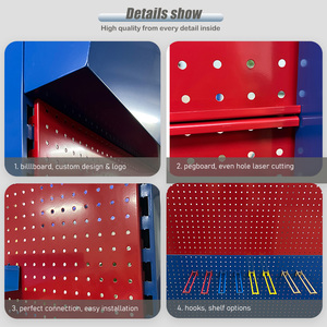 Panel <span class=keywords><strong>de</strong></span> Exhibición <span class=keywords><strong>de</strong></span> Metal con Estantes Ajustables y Letrero Superior, Soporte <span class=keywords><strong>de</strong></span> Exhibición <span class=keywords><strong>de</strong></span> Herramientas para Ferretería - Product Image 3